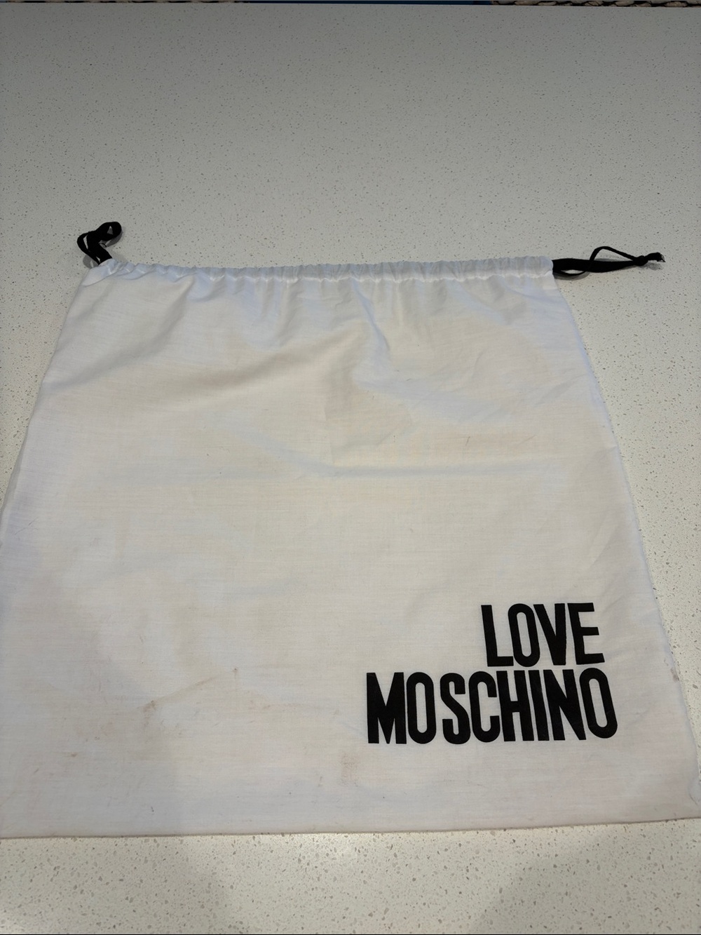 Love Moschino White Drawstring Storage Pouch with Black Logo